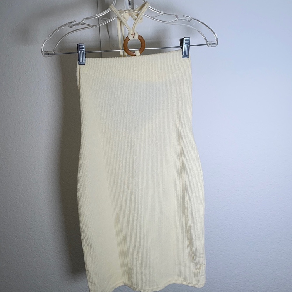 Nasty Gal brand new ribbed halter mini dress! Size 8 Color Cream